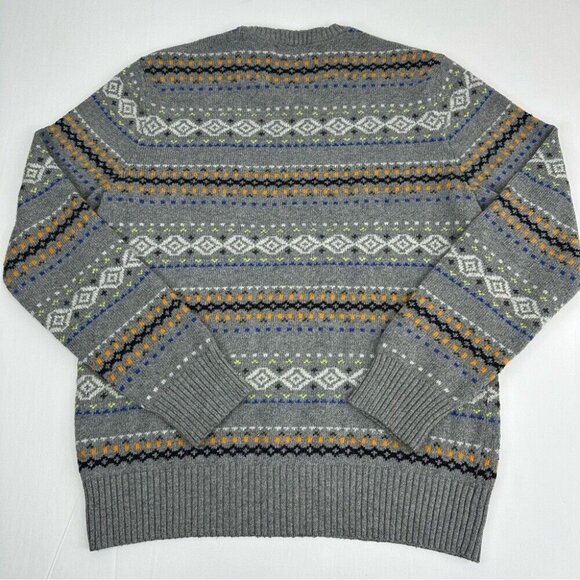American Eagle Men’s Gray Fair Isle Crew Neck Coastal Grandpa Knit Sweater M/C40 - Picture 3 of 10